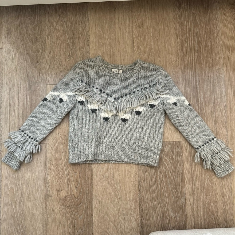 LoveShackFancy Alpaca Grey Fringe Sweater
